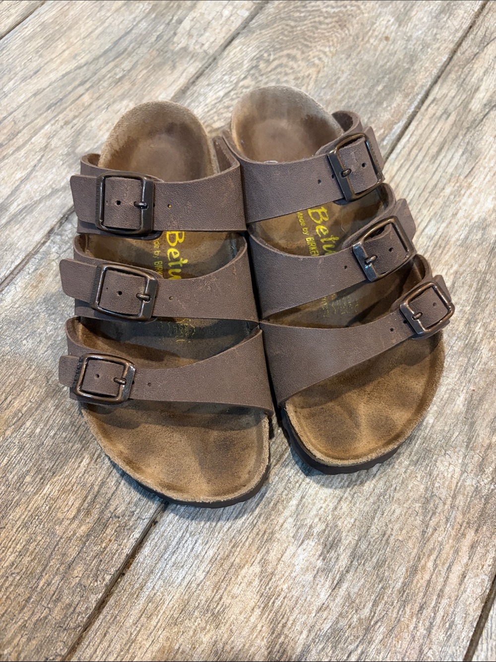 Betula by Birkenstock Women’s Triple-Strap Brown Comfort Sandals size 36 narrow